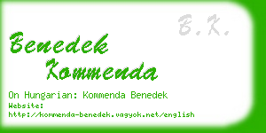 benedek kommenda business card